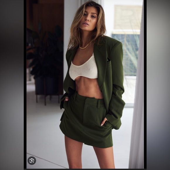 NWOTSET Camila Coelho Revolve Olive Green Tailored Blazer and skort